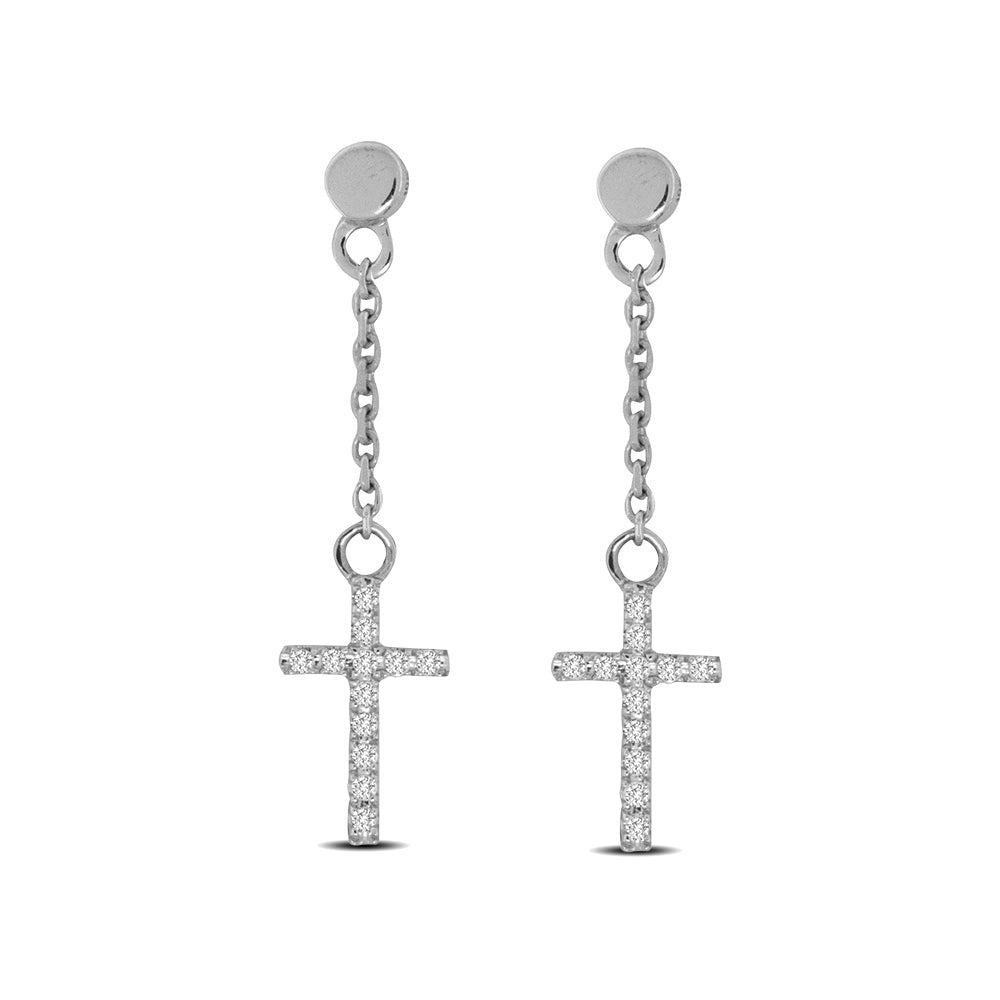 Pair of Cross Earrings in Black, Silver Gold and Rainbow Colors, Hinge —  Vital Body Jewelry