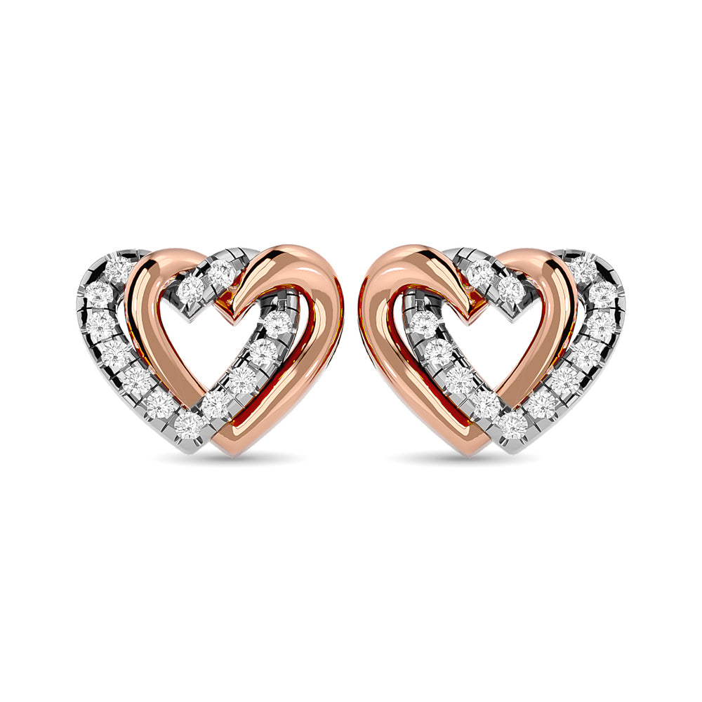 1/4 CT. T.W. Diamond Twist Front/Back Earrings in 10K Rose Gold